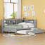 Lit de jour en bois double avec lit gigogne simple, tablette de rangement et ports de chargement USB pour une vie moderne