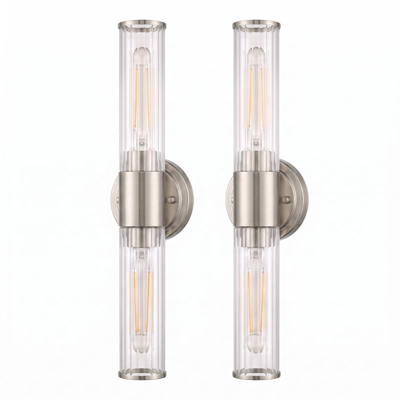 Paquet de 2 lumières de meuble-lavabo Modern, Nickel brossé