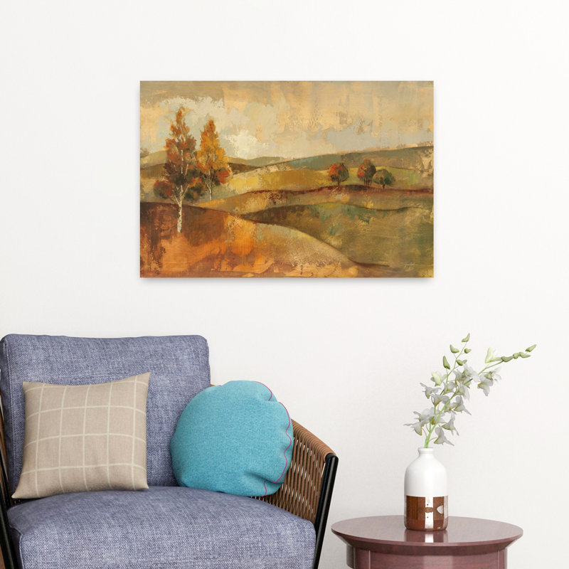 Paysage d'automne contemporain abstrait d'automne, H 16 po x l 24 po
