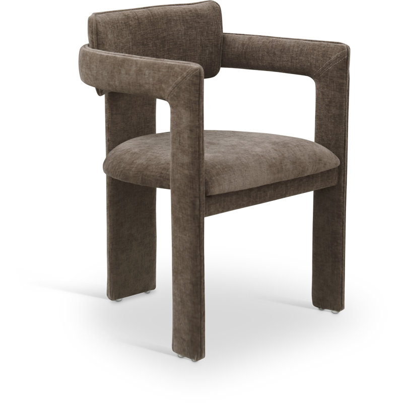 Exilda Chenille Fabric Dining Chair, Brown Chenille Fabric