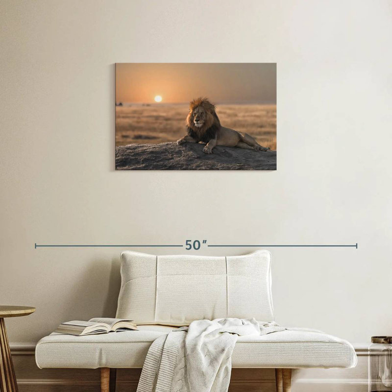 Lion On A Rock, 20" H x 30" W