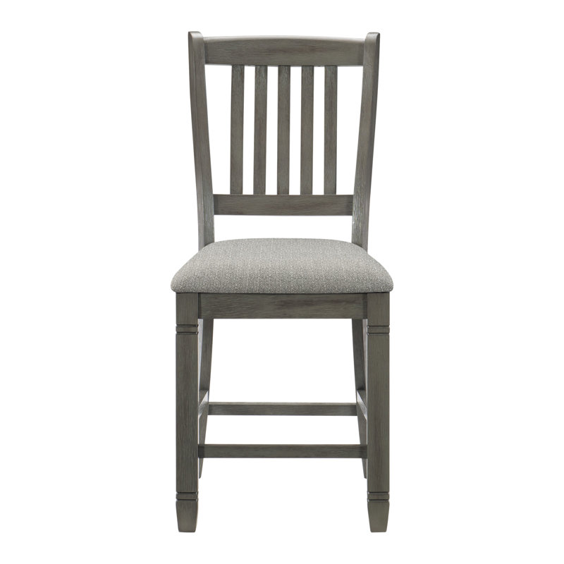 Ensemble de chaises de salle à manger à hauteur de comptoir gris antique 2 pièces - Tissu de salle à manger rembourré en bois de style classique