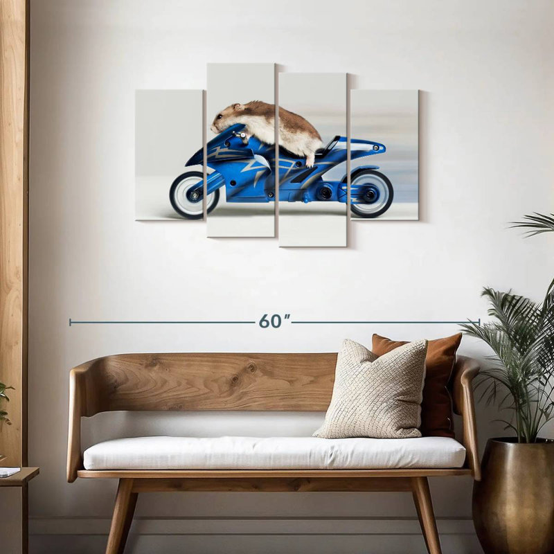 Hamster Ketti sur une moto jouet, H 27 po x l 43 po