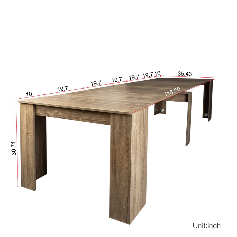 Table de salle à manger extensible, Brun