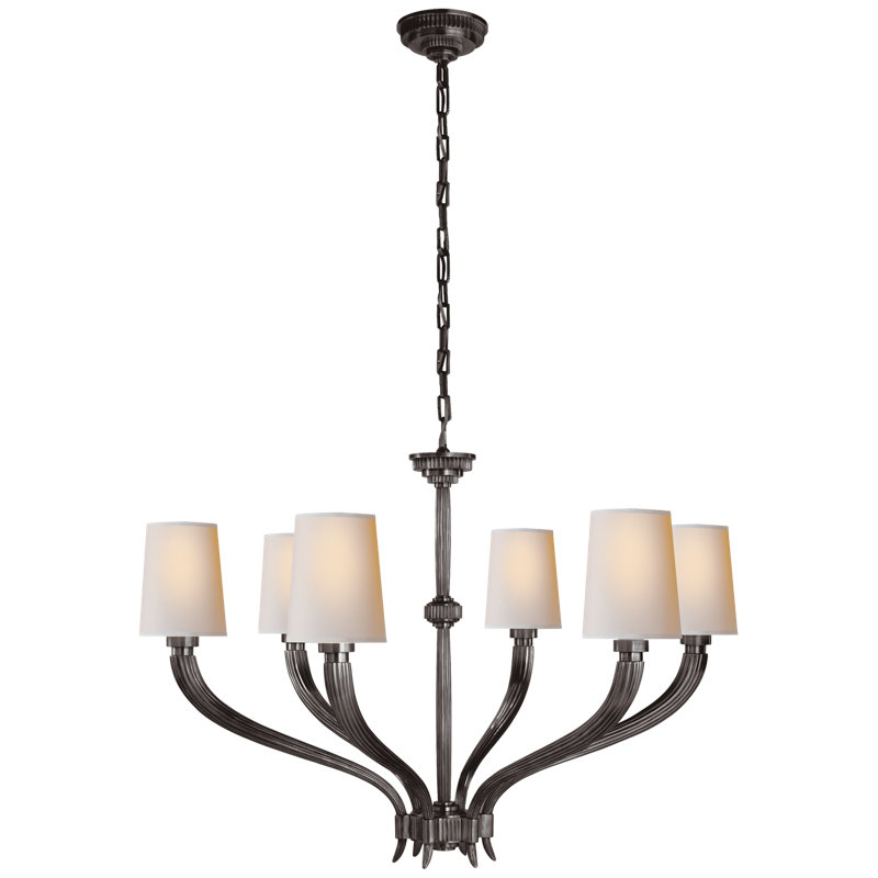 Chapman & Myers Ruhlmann Large Chandelier, Bronze, Fabric