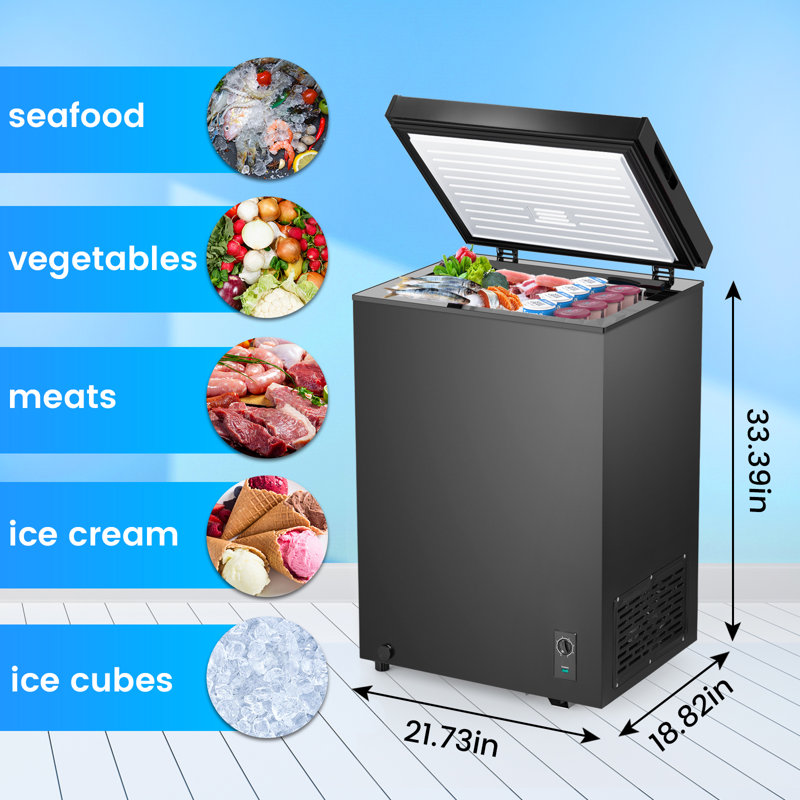 3.4 Cubic Feet Garage Ready Chest Freezer with Adjustable Temperature Controls, Black
