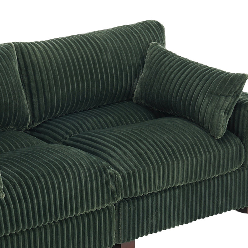 2 - Piece Upholstered Green Faux Rabbit Fur Flannel Reversible Modular Sofa Living Room Sectional Couch, Green