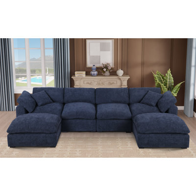 Wilroy 6-piece Comfy U-shaped Sofa Couch Reversible Chaise Sectional