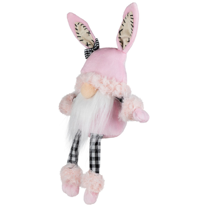 Gnome de Pâques assis avec oreilles de lapin - 12 po - rose