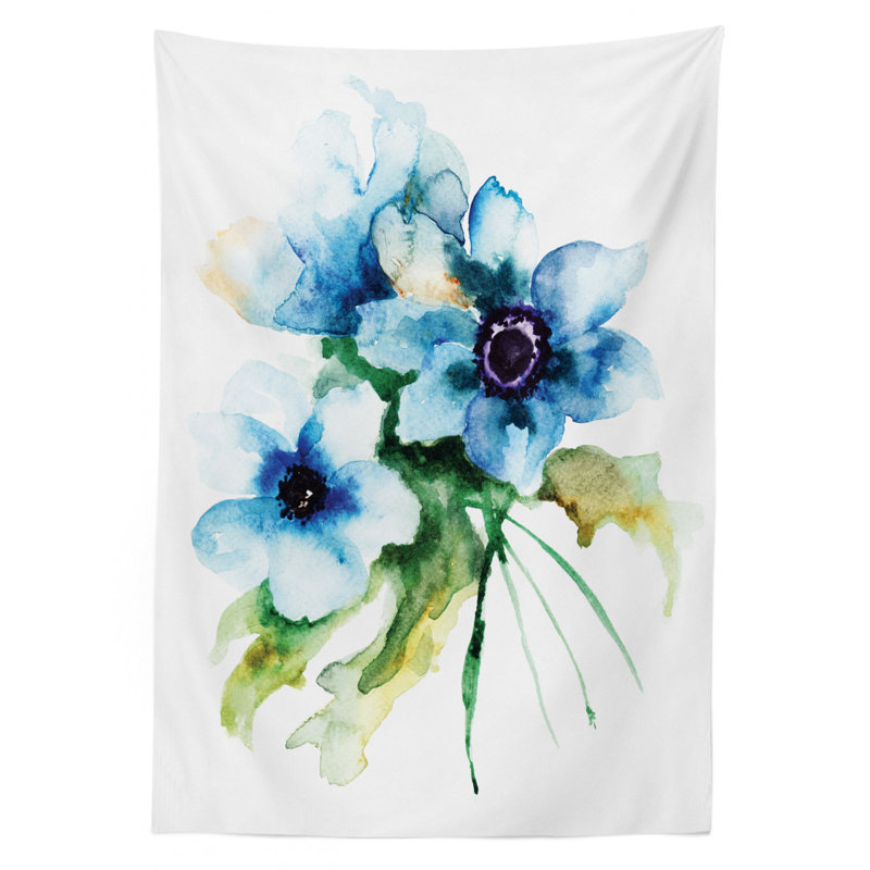 Watercolor Flower Tablecloth, 70" L x 52" W