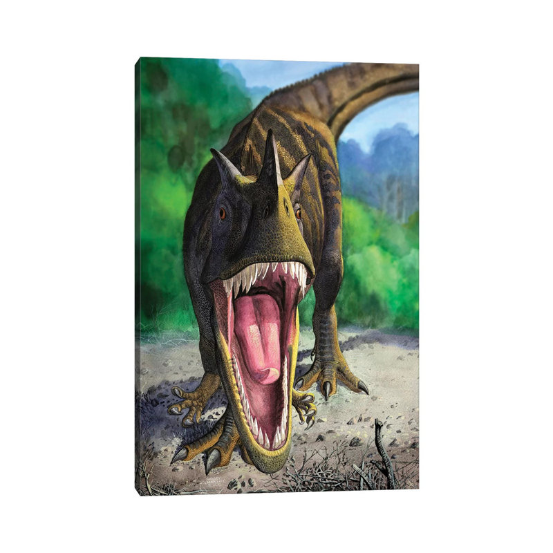 An Angry Ceratosaurus Dentisulcatus Dinosaur Shows Its Fierce Teeth by Sergey Krasovskiy - Wrapped Canvas Painting