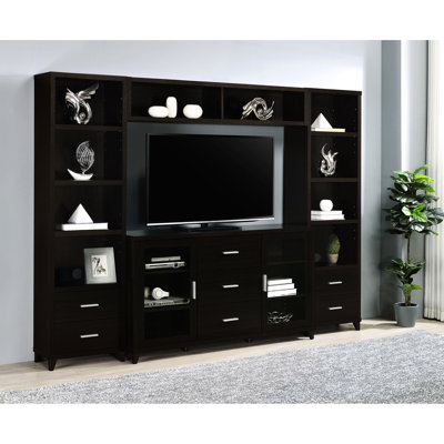 Cappuccino 3 Entertainment Unit, Featuring Two Cabinets, Four Height-Adjustable Shelves, And Smooth Drawer Operation Finish Center, Adjustable Euro Glide