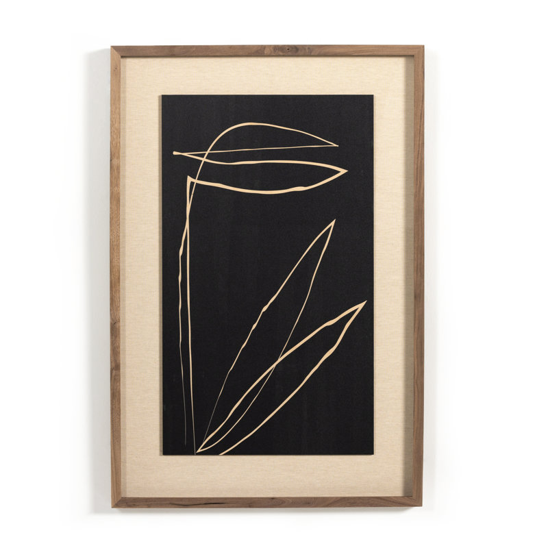 Abstract Botanic Line Drawing Framed Drawing Print, 32" H x 24" W x 2.5" D