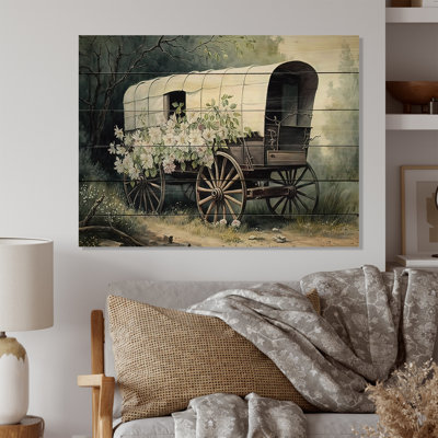 Flower Old Cottage Caravan I - impression sur bois sans cadre