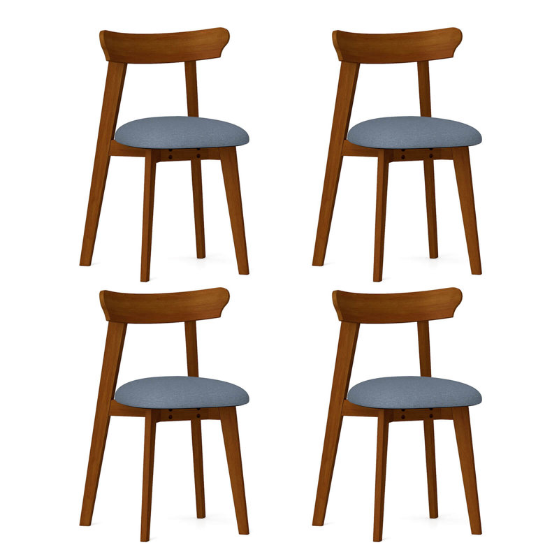 Ensemble de 2 chaises de salle à manger en bois George Oliver avec siège rembourré en bois d'hévéa et dossier courbé, 4