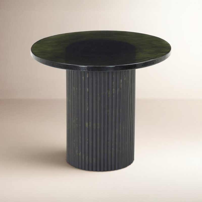 Table de bout Ruben - Moss Cast Glass, Plateau noir fumé / base brun foncé