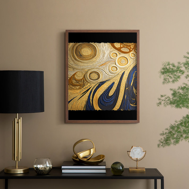 «Abstract Abstract», reproduction encadrée - prêt à accrocher - fabriquée aux États-Unis, H 14 po x l 11 po, Brun