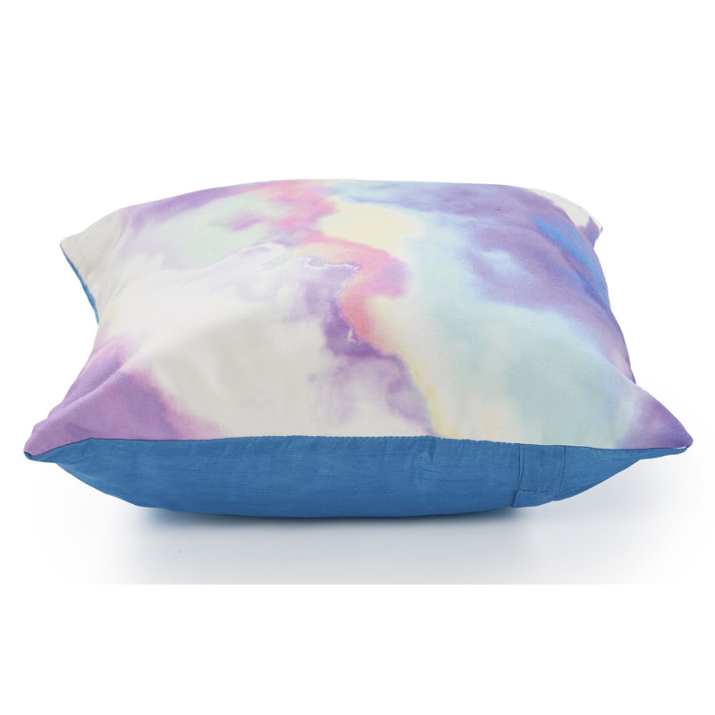 Housse de coussin intérieure / extérieure en polyester abstrait, Rose / jaune / mauve / bleu abstrait, Rembourrage écologique