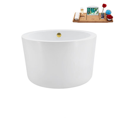 Baignoire de trempage autoportante en acrylique 41 "avec bonde et plateau en bambou Streamline