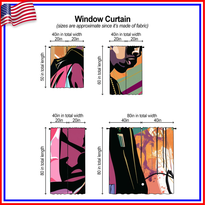 Rideaux occultant HipHop, 40in x 60in - 2 panels, Transparent
