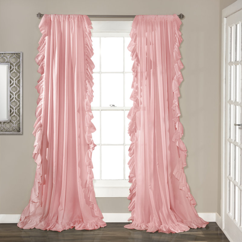 Paire de rideaux semi-transparents Reyna, L 54 po x L 84 po, Rose
