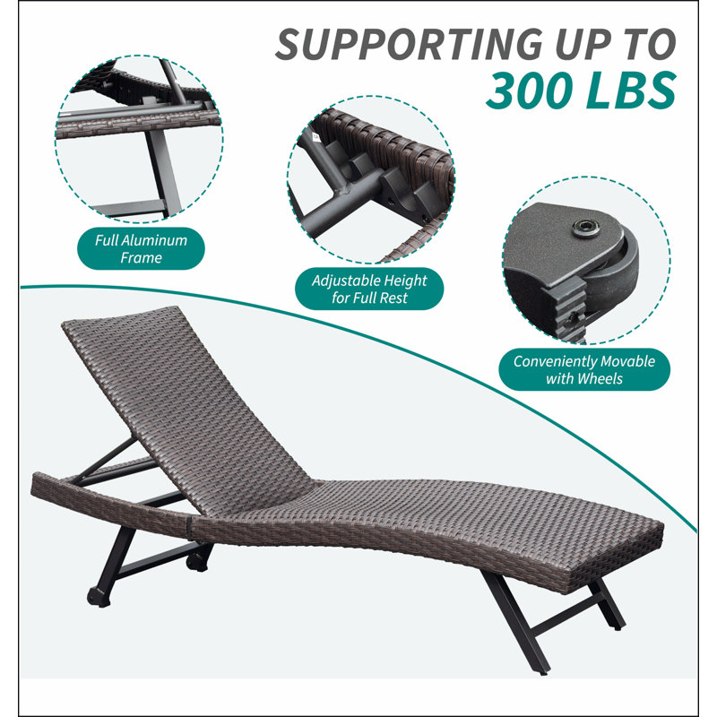 Chaise longue d'extérieur en osier 2 pièces