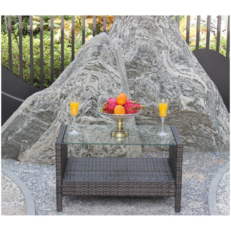 Outdoor patio Furniture  Coffee Table with clear tempered glass