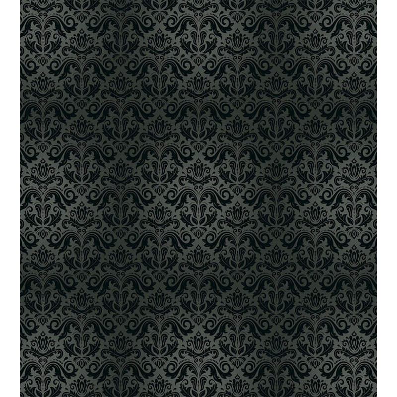 Twin Black Damask Microfiber Duvet Cover Set