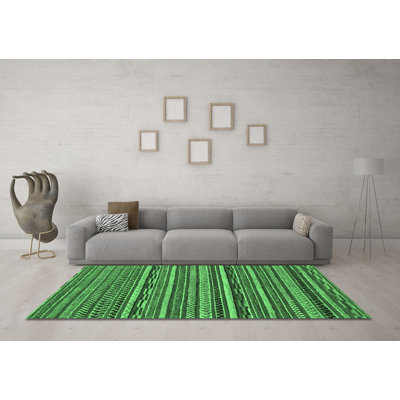 Tapis lavables à la machine à motif abstrait vert émeraude 2267