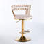 Tabouret de bar blanc avec 2 pieds en fer doré et coussins moelleux pour le salon
