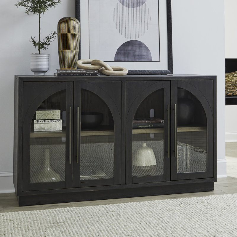 Delanay Sonja Accent Cabinet w/ Wood Framed Doors, 36" H x 60" W x 18" D