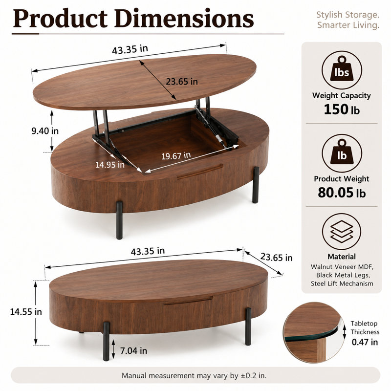 Lift-Top Storage Coffee Table
