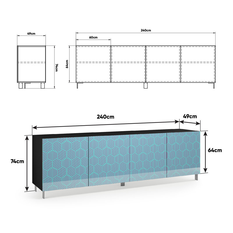 Bahr 4 - Door Rectangle Accent Cabinet, Blue