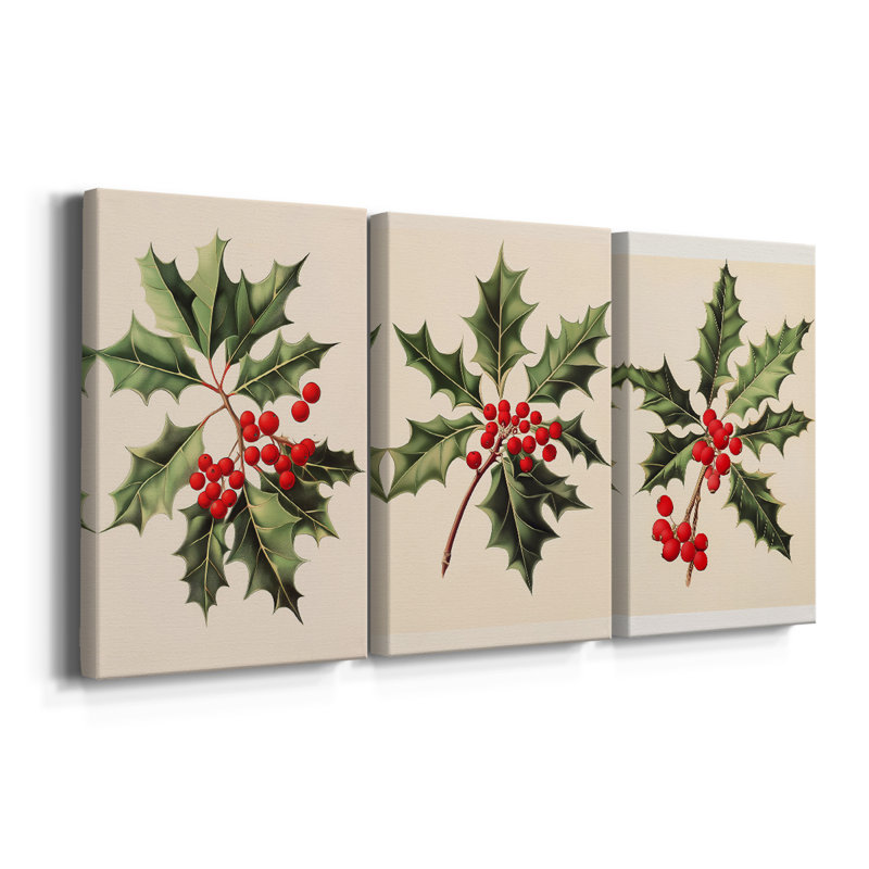 Art des Fêtes de Noël - Série 2 - CCXLIV - Toile tendue sur mesure avec châssis - 3 pièces, H 12 po x l 24 po