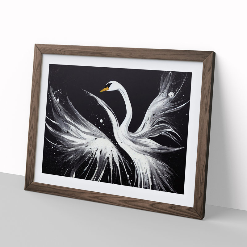 Splashed Swan Vol.2 Abstract - Framed Print, 34cm H x 46cm W x 2cm D, Walnut