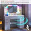 Modern Large Dressing Table with 9 Drawers, Tempered Glass Top, RGB Light Mirror, and Charging Station-576126327