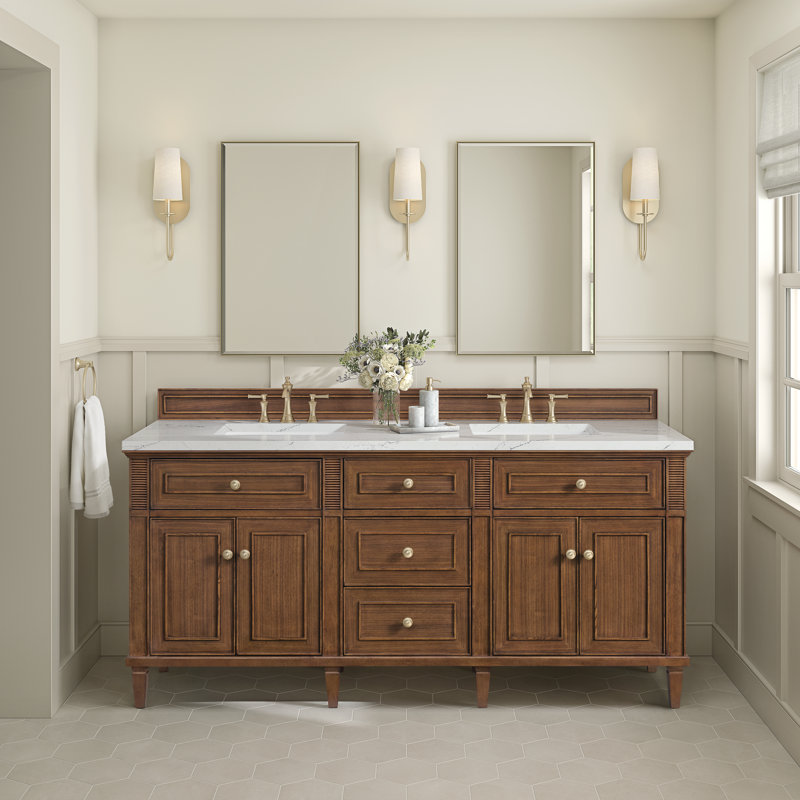 Lorelai 72'' W Double Vanity, Ethereal Noctis, Mid-Century Walnut