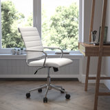 Mid-Back Armless LeatherSoft Ribbed Executive Swivel Office Chair