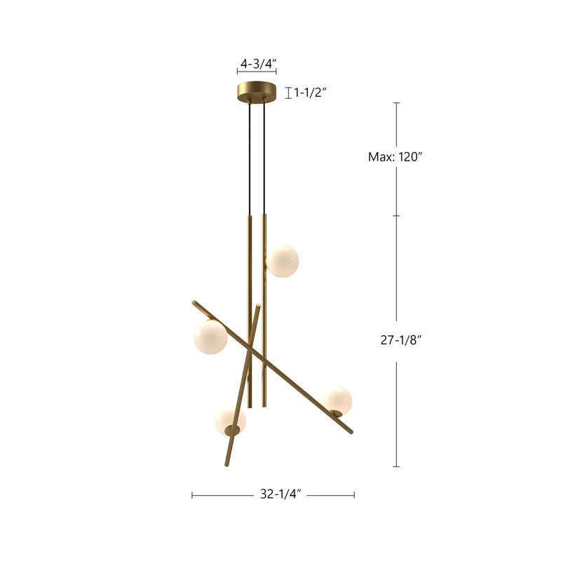 Amara 4 - Light LED Chandelier, Brushed Gold