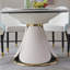 Modern Artificial Stone Dining Table With Round Turntable And 8 Exquisite Chairs, Perfect For Large Families And Entertaining Guests.-1990803047