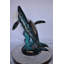 Paire de baleines bleues nageant dans l'océan, statue en bronze, taille: 21 po x 20 po x H 27 po.