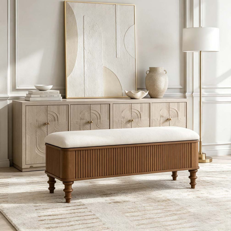 Banc de rangement avec repose-pieds 50,8 pouces, Walnut
