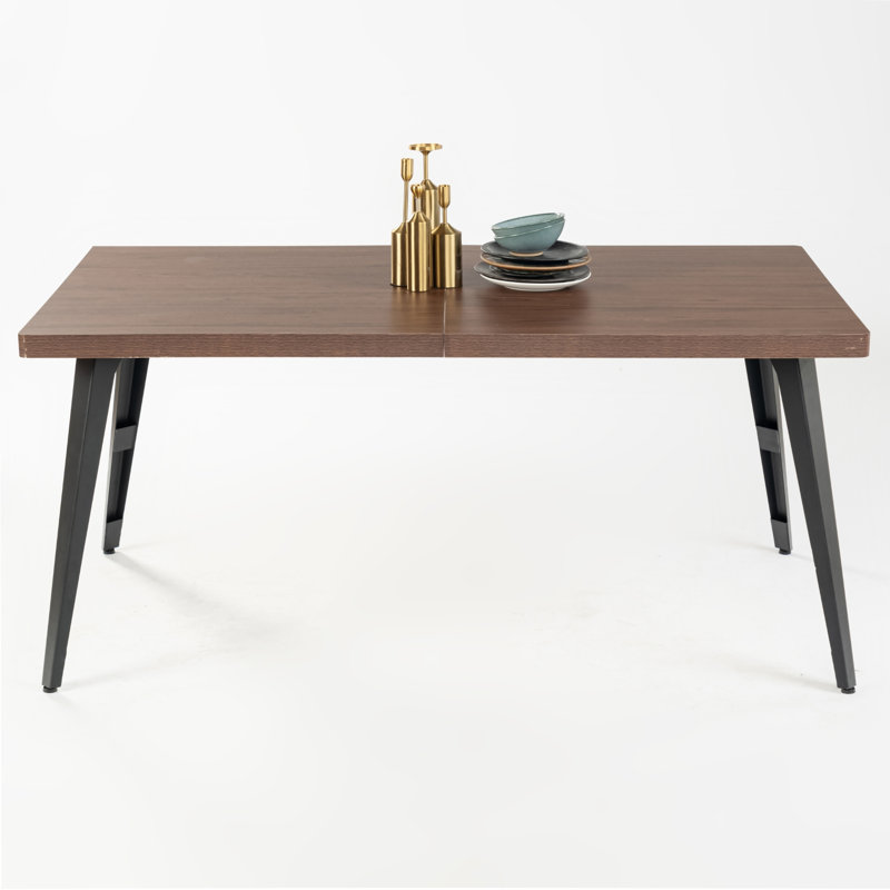 Farukh Rectangular Dining Table for 4-6 People, Kitchen Dining Table Large Dining Table Wooden Kitchen Dining Table, MDF, Brown