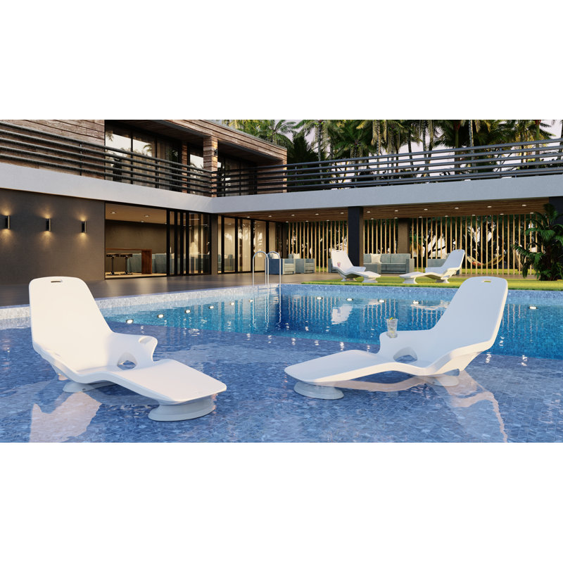 Tenjam Shayz In-Pool Lounge Chairs - White Granite - Medium Riser (Up to 13" Water Depth), White Granite
