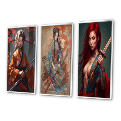«Fierce Samurai Girl», 3 pièces sur toile