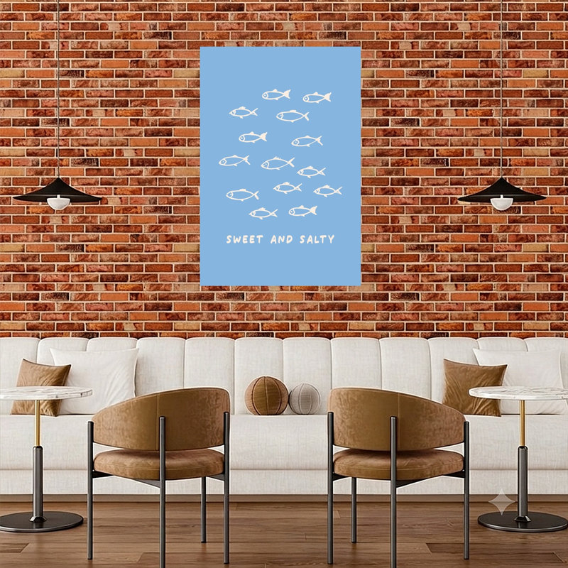 Sweet And Salty Fish School Minimalist Contemporary Fish Coastal Wall Art Print by Mathieu - Wrapped Canvas Print