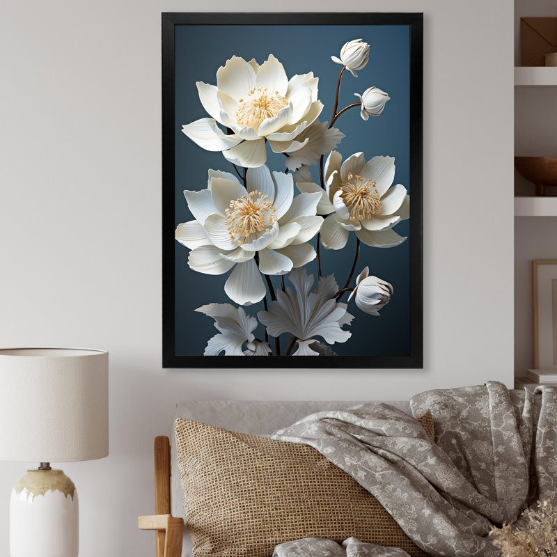 Lotus Bliss dévoilé sur toile, H 20 po x l 12 po x P 1 po, Cadre simple noir