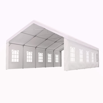 Carport Canopy 16X32 Heavy Duty, Portable Metal Carport Garage With Removable Waterproof Cover & Sidewalls, All Weather Outdoor Shelter For Cars, Trucks, Vehicles & Equipment
