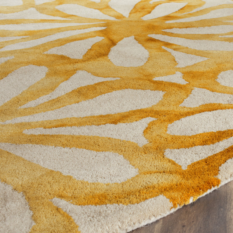 Tapis beige en laine / coton touffeté à la main Narmada, Rond 5 pi