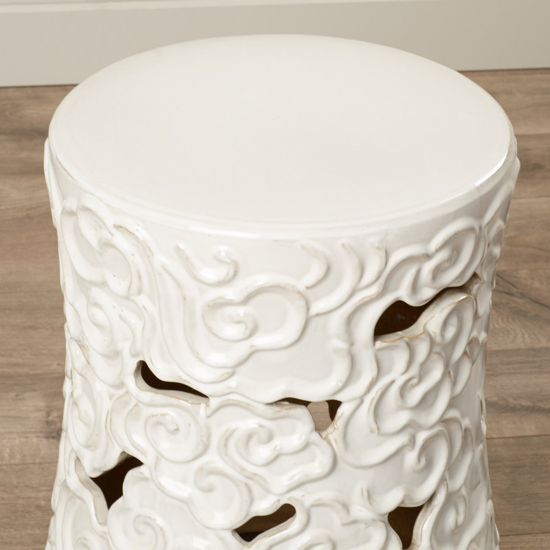Tabouret de jardin en céramique Beckham, Blanc